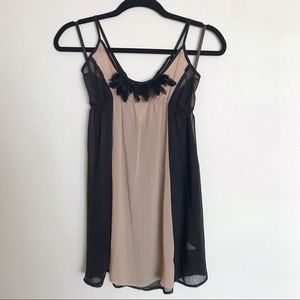 color block feather slip dress